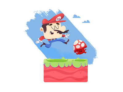 Go Go Mario! character design fan art game illustration mushroom nintendo platformer plumber retro game super mario super mario bros