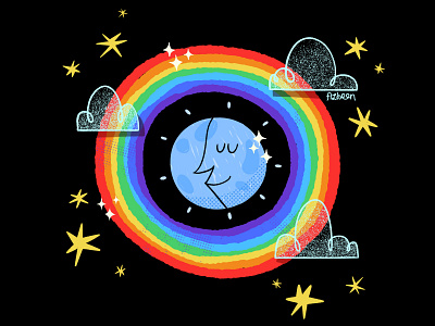 Midnight Rainbow bright illustration lgbt moon moonlight night sky proud rainbow shiney stars