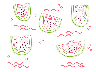 watermelon sea digital art fruit illustration watermelon