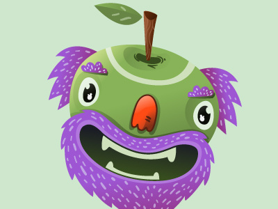 rotten apple apple beard cartoon character character design fruit green nature vector