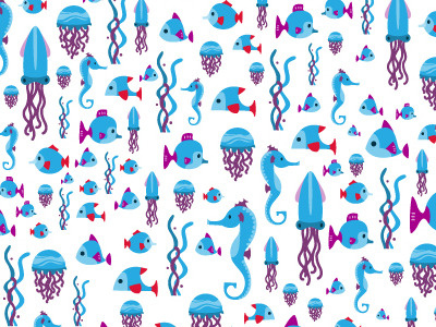 simple sea creature pattern fish marine life ocean pattern sea seahorse squid