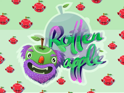 Rotten Apple (complete) apple beard character fruit green illustration rotten apple typography vector