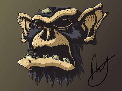 Deadly Monkey ape digital art drawing graphic design illustrator monkey vector wacom