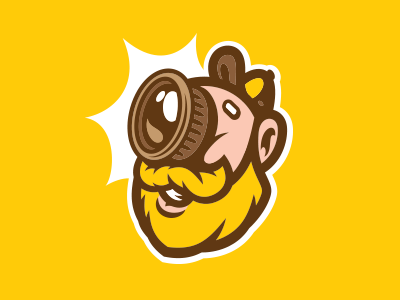 PhotoBeard akuma beard blonde cyclops lens logo mascot photo photography