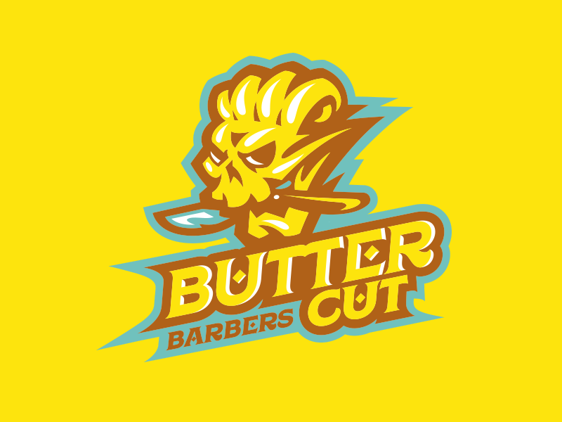 ButterCut Barbers sports branding mascot sport logo cut butter skull barbers barber