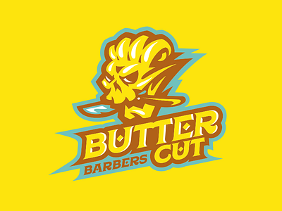 ButterCut Barbers barber barbers branding butter cut logo mascot skull sport sports