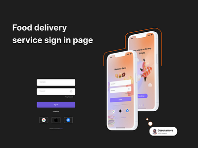 Food delivery sign in page design food illustration sign in ui