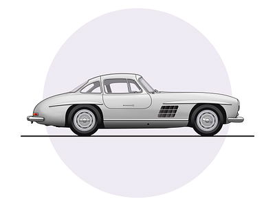 1955 Mercedes SL300 1955 automotive car gullwing illustration mercedes mercedes benz sketch sketchapp