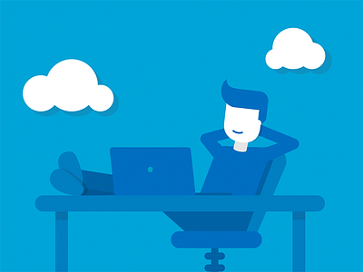 "Hard worker" clouds flat flat icon icon illustration lazy man office papers workspace