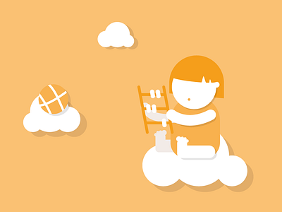 "Bookkeeping is easier with Bfree" abacus baby ball clouds flat icon illustration orange vector