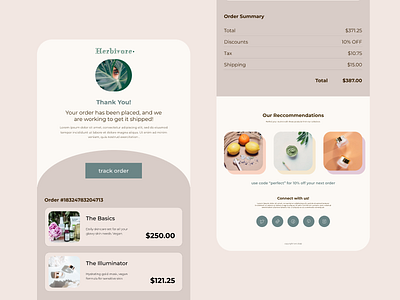 DailyUI Day 17 - Email Receipt 100daysofui brand design branding dailyui dailyui 17 dailyui day 17 day 17 design email email design email receipt email template natural neutrals order confirmation skincare brand ui ui design ux web design