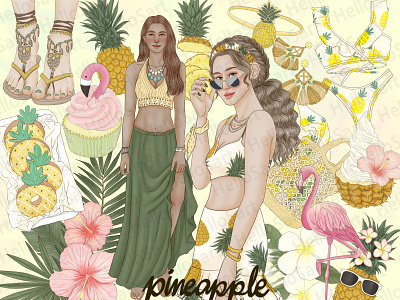 Pineapple clipart fashion clipart illustration