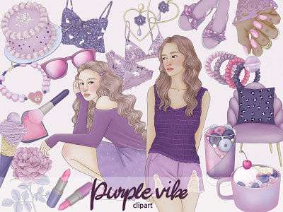 Purple Vibe Clipart clipart design fashion clipart illustration