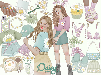Daisy Clipart clipart design fashion clipart illustration