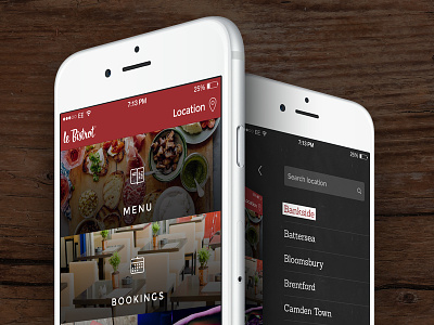 Le Bistrot iPhone App app delivery food ios iphone mobile restaurant ui