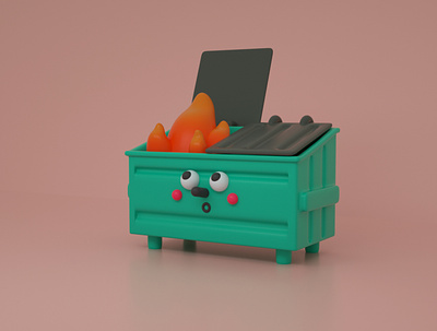Dumpster 100soft 3d character character design cinema 4d cinema4d cute design dumpster illustration render