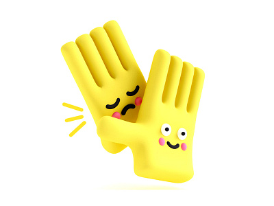 A painful High 5 3d character cute design illustration render ¨high 5¨