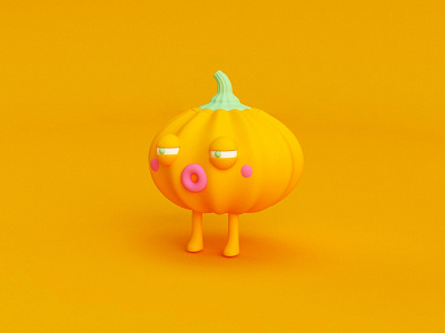 Poor Pumpkin 3d character halloween illustration render