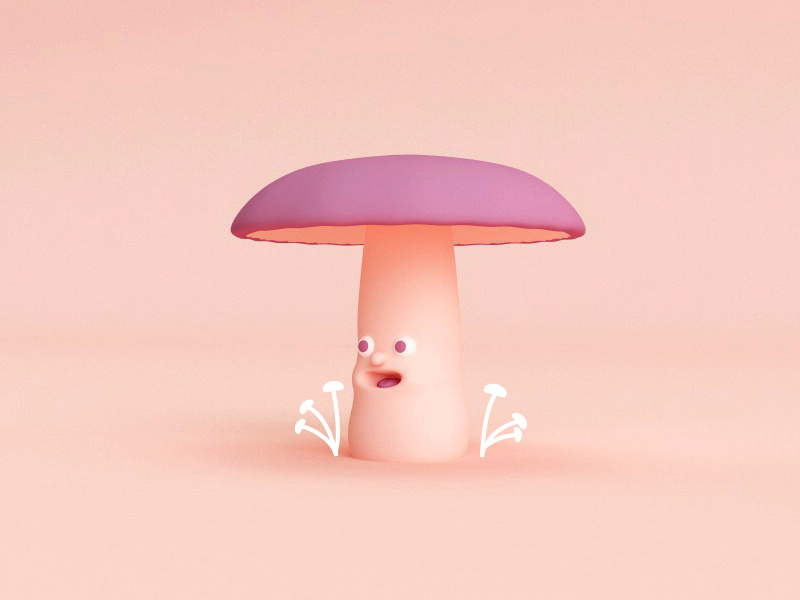 Mushroom photoshop vray cinema 4d 3d cute illustration mushroom