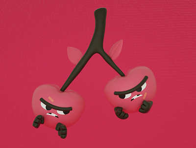 Cherries 3d character character design cherrybomb cinema 4d cute drawthisinyourstyle illustration render