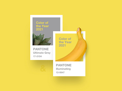 PANTONE - Color of the Years 2021 banana design grey leaf pantone yellow