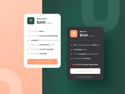 Refty layout price pricing pricing plan ui ux