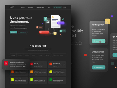 AVEPDF dark mode homepage icon illustration landing landing page layout ui webdesign