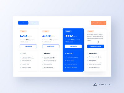 Prsime.ai column demo layout pricing ui ux webdesign