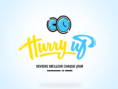 Logo Hurry Up best blue logo sport time up vector yellow