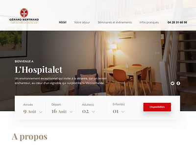 Hôtel branding home page hotel hotel booking landing page layout room ui ux webdesign