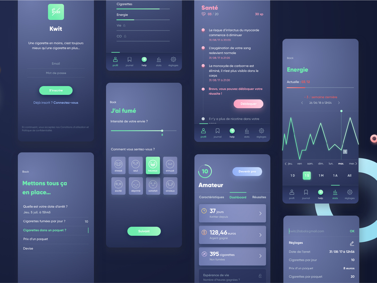 Kwit app by Laetitia on Dribbble