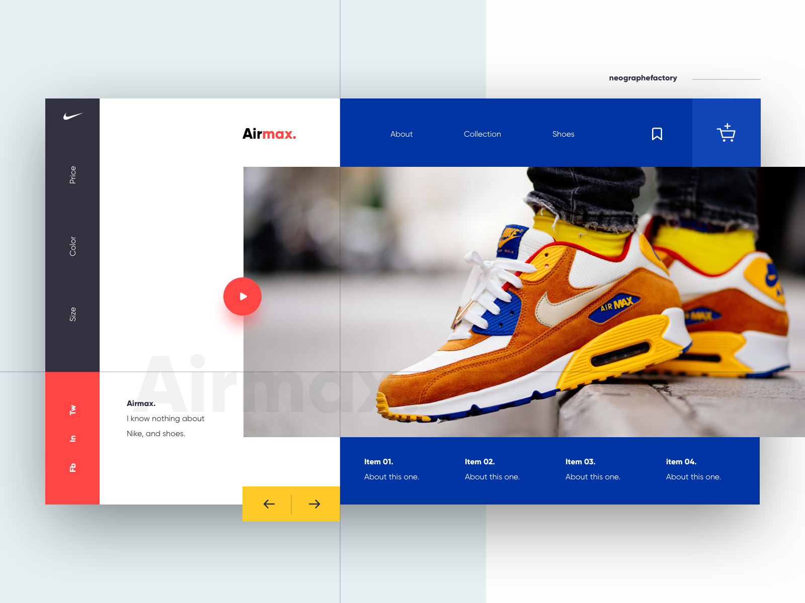 Nike airmax geometric icon layout nike nike air max shoes ui ux webdesign