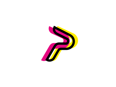 sign P artdemix letter logo p run