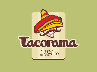 Tacorama food logo man mexico taco