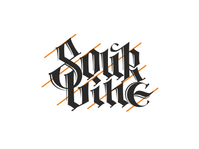Sour vine beer calligraphy gothic label lettering