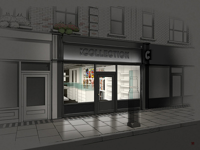 Showroom front illustration