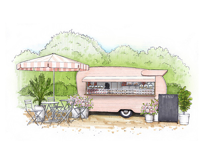 Commissioned Food Truck illustration copic sketch food truck food truck illustration foodtruck hand rendering illustration