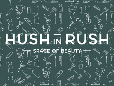 Hush in Rush pattern beauty salon beauty space identity lettering logo pattern typography