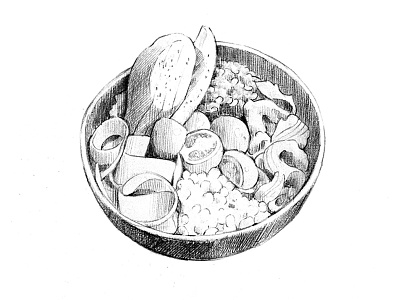 Salmon bowl pencil ilustration bowl drawing food foodie illustration menu pencil salmon