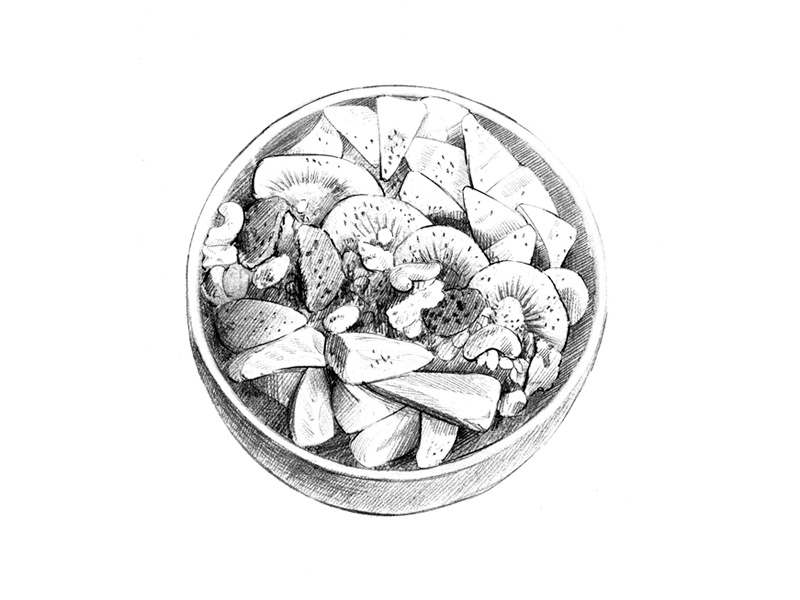 Smoothies bowl pencil ilustration by Andrii Bondarenko on Dribbble