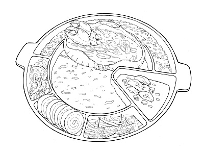 Hot plate line drawing crab drawing food foodie hot pot illustration menu pen