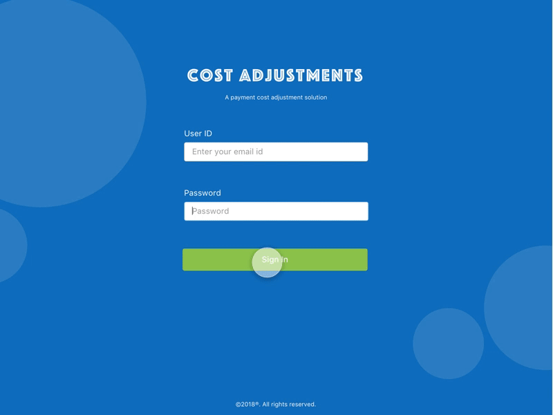 Cost Adjustment columns complex data login nteraction search ui ux