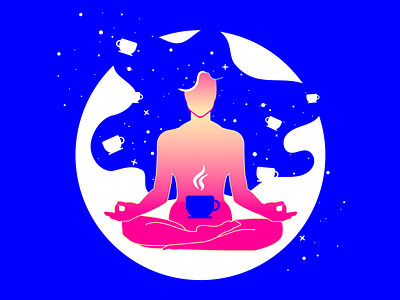 Youniverse adobe illustrator art blue coffee concept creative design galaxy illustration pink stars tea universe vector yoga zen