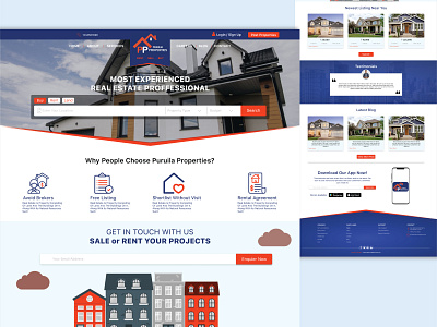 Properties website landing page branding graphic design logo ui