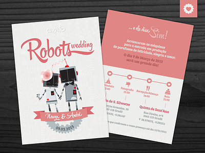 Robots Wedding invitation design graphic design illustration infographic invitation print robots typography wedding