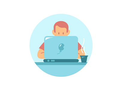 Guy's working on laptop animation coffee icon illustration laptop motion design type work