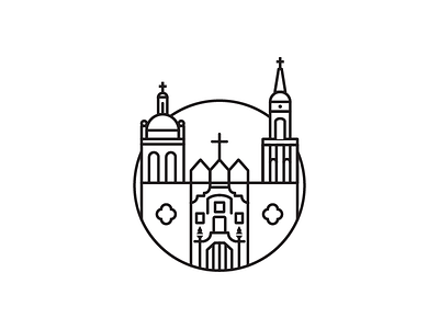 Santiago's Church Icon cathedral chapel church icon iconography linear mexico outline religion santiago simple