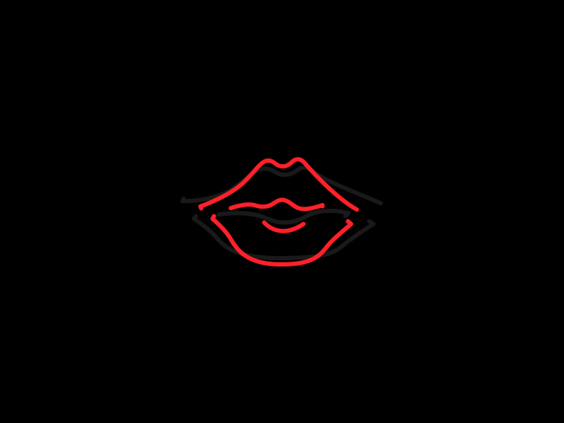 Neon Sign Lips black christmas flat lips merry neon red sign simple winter