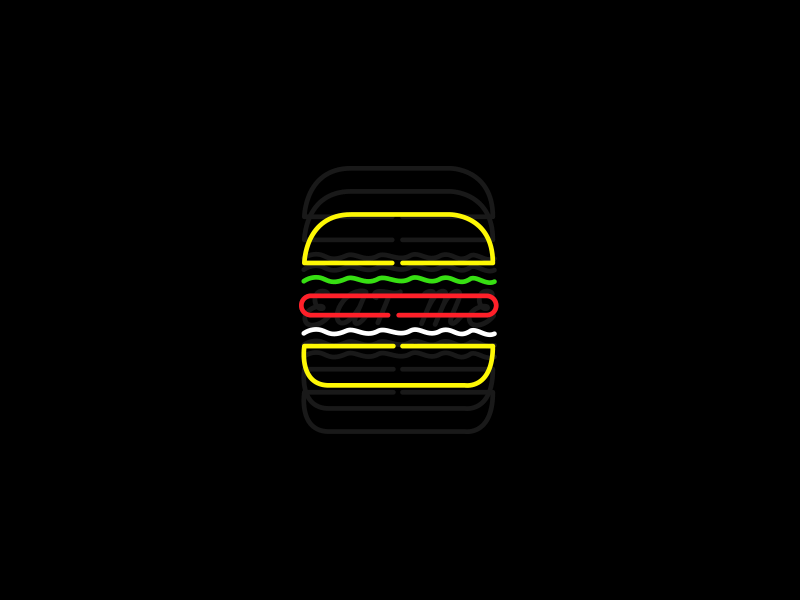 Neon Sign Burger burger flat food green neon night red sign vegan yellow