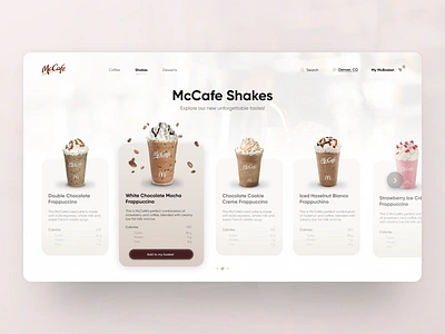 McCafe Design clean design drinks food mcdonalds popular shake ui ux uxui web design website white wide